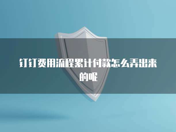 钉钉费用流程累计付款怎么弄出来的呢