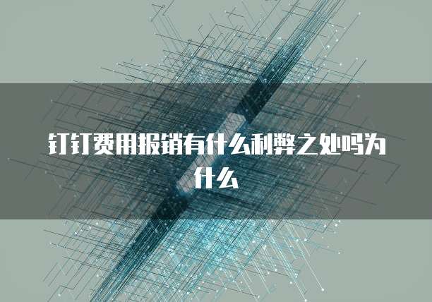 钉钉费用报销有什么利弊之处吗为什么