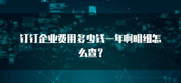钉钉企业费用多少钱一年啊明细怎么查?