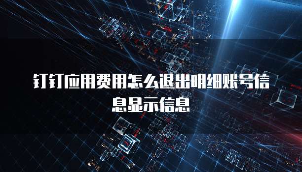 钉钉应用费用怎么退出明细账号信息显示信息