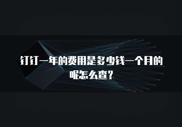 钉钉一年的费用是多少钱一个月的呢怎么查?