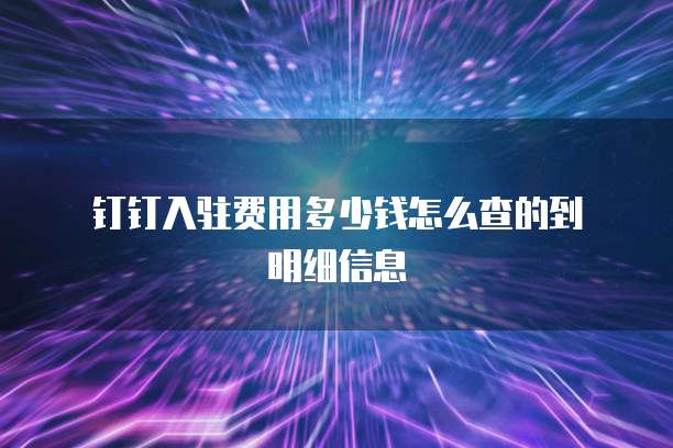 钉钉入驻费用多少钱怎么查的到明细信息