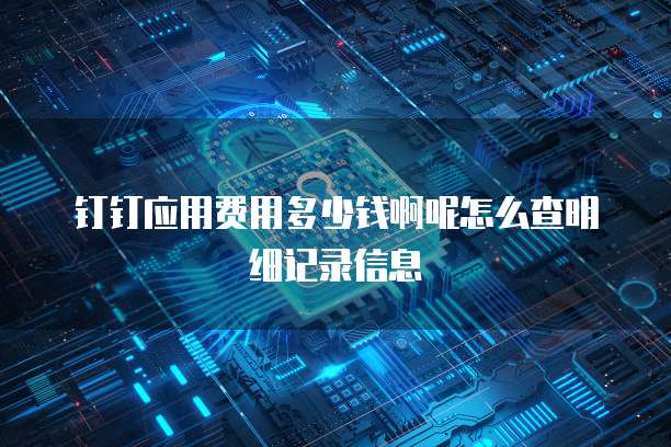 钉钉应用费用多少钱啊呢怎么查明细记录信息