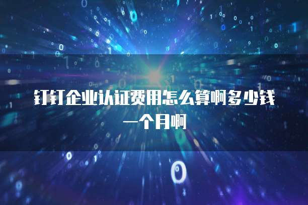 钉钉企业认证费用怎么算啊多少钱一个月啊
