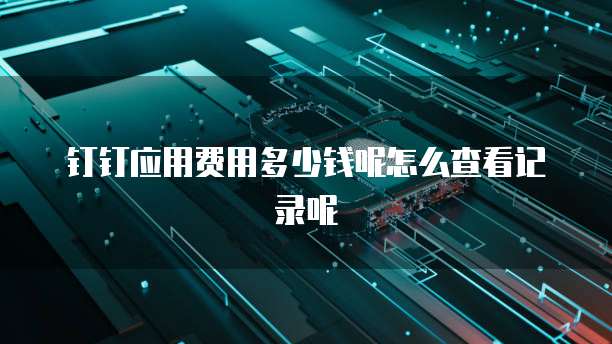 钉钉应用费用多少钱呢怎么查看记录呢