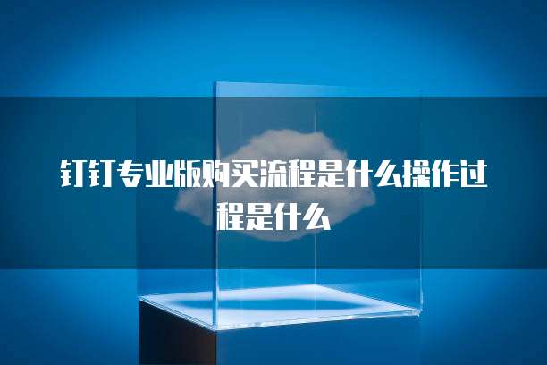 钉钉专业版购买流程是什么操作过程是什么
