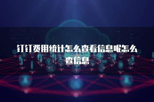 钉钉费用统计怎么查看信息呢怎么查信息