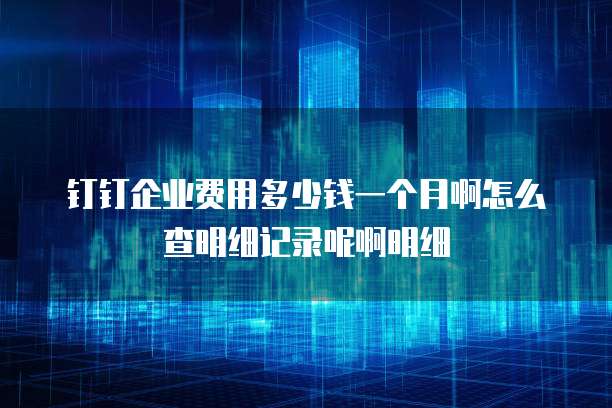 钉钉企业费用多少钱一个月啊怎么查明细记录呢啊明细