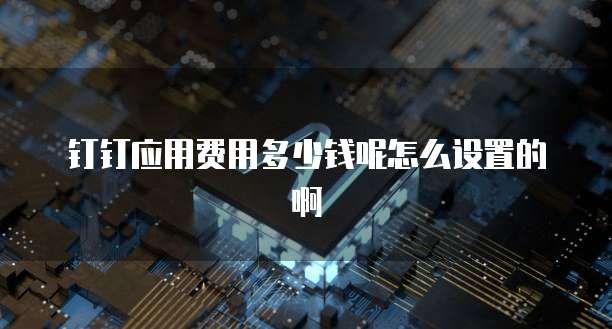 钉钉应用费用多少钱呢怎么设置的啊