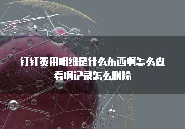 钉钉费用明细是什么东西啊怎么查看啊记录怎么删除