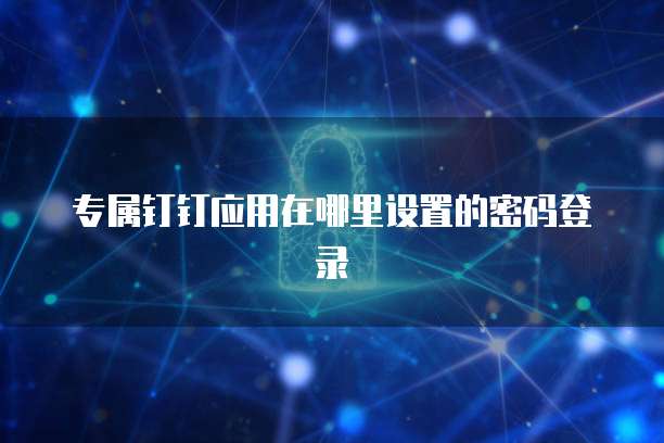 专属钉钉应用在哪里设置的密码登录