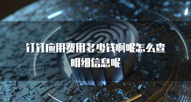 钉钉应用费用多少钱啊呢怎么查明细信息呢