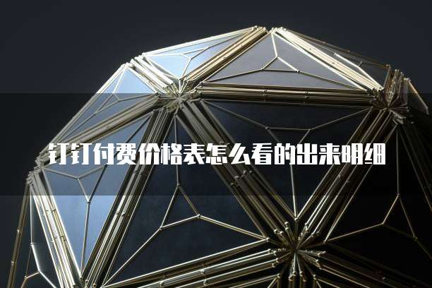 钉钉付费价格表怎么看的出来明细