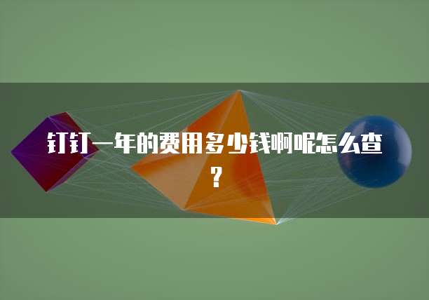 钉钉一年的费用多少钱啊呢怎么查?