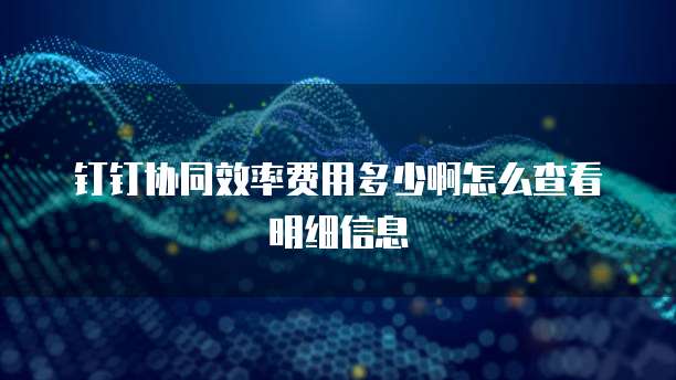 钉钉协同效率费用多少啊怎么查看明细信息