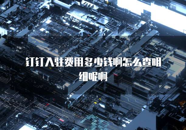 钉钉入驻费用多少钱啊怎么查明细呢啊