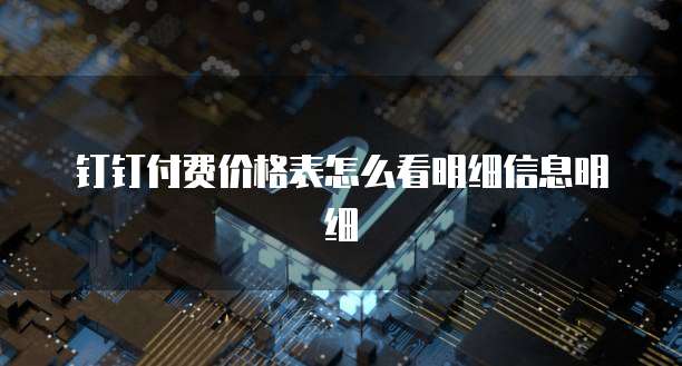 钉钉付费价格表怎么看明细信息明细