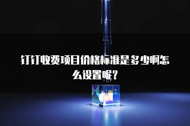 钉钉收费项目价格标准是多少啊怎么设置呢?