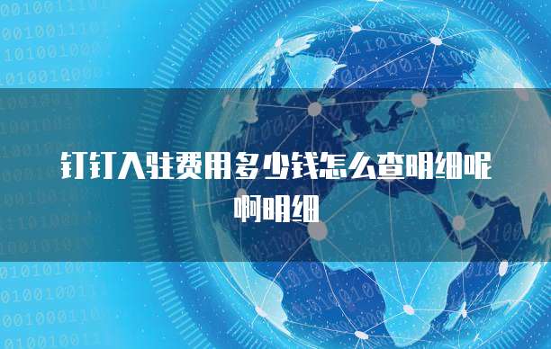 钉钉入驻费用多少钱怎么查明细呢啊明细