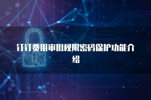 钉钉费用审批权限密码保护功能介绍