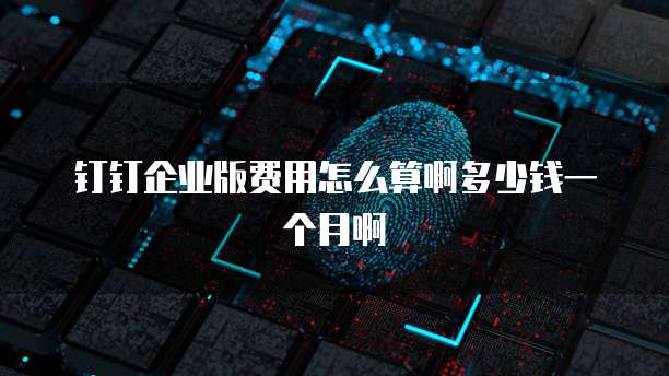 钉钉企业版费用怎么算啊多少钱一个月啊
