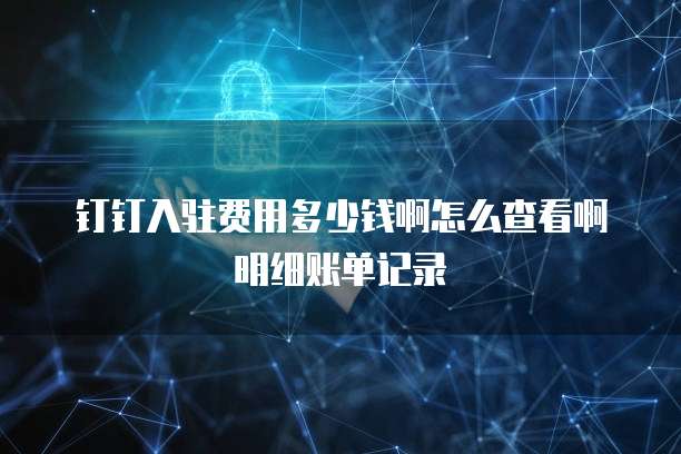 钉钉入驻费用多少钱啊怎么查看啊明细账单记录