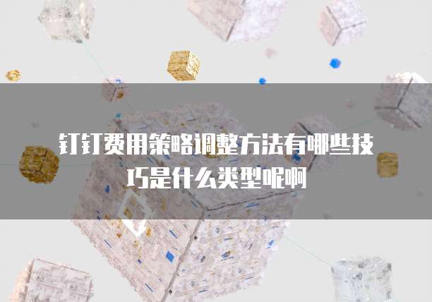 钉钉费用策略调整方法有哪些技巧是什么类型呢啊