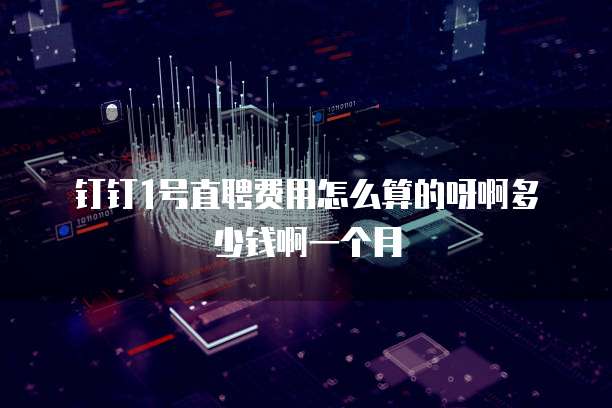 钉钉1号直聘费用怎么算的呀啊多少钱啊一个月