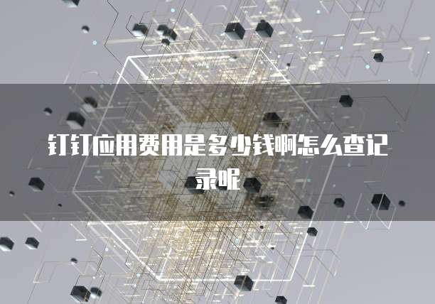 钉钉应用费用是多少钱啊怎么查记录呢