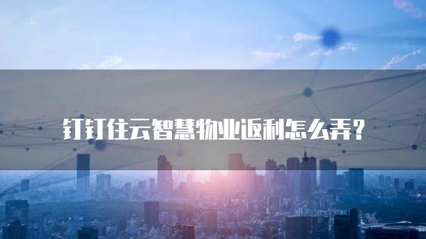 钉钉住云智慧物业返利怎么弄?