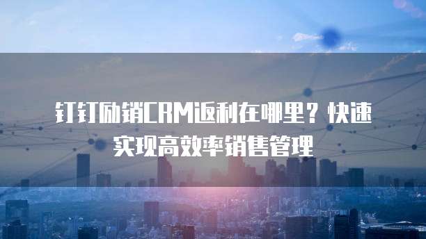 钉钉励销CRM返利在哪里?快速实现高效率销售管理
