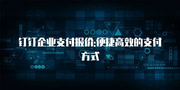钉钉企业支付报价:便捷高效的支付方式