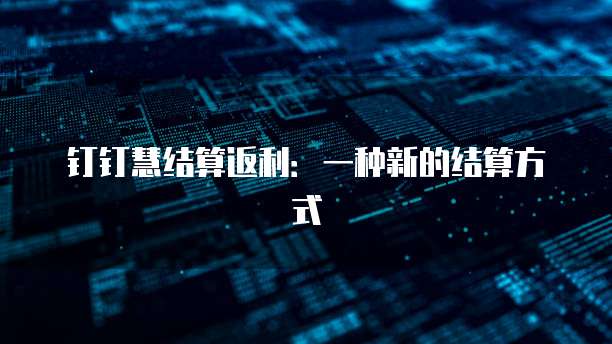 钉钉慧结算返利：一种新的结算方式