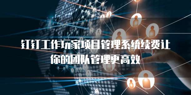 钉钉工作玩家项目管理系统续费让你的团队管理更高效