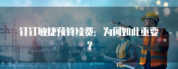 钉钉敏捷预算续费：为何如此重要？