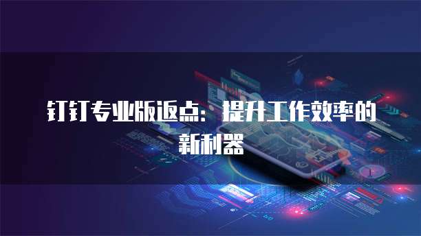 钉钉专业版返点:提升工作效率的新利器