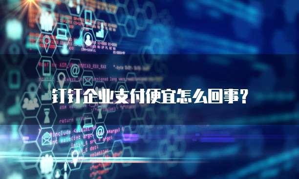 钉钉企业支付便宜怎么回事?