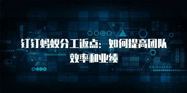 钉钉蚂蚁分工返点:如何提高团队效率和业绩