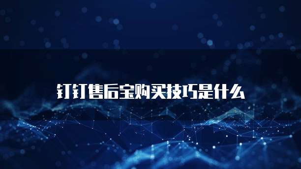 钉钉售后宝购买技巧是什么