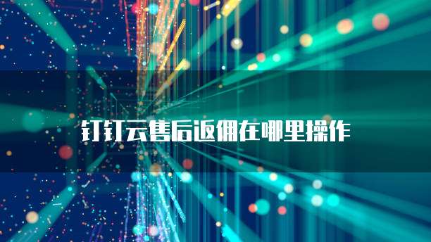 钉钉云售后返佣在哪里操作
