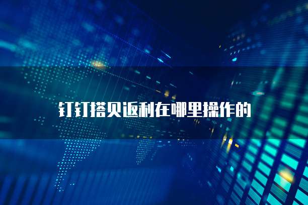 钉钉搭贝返利在哪里操作的