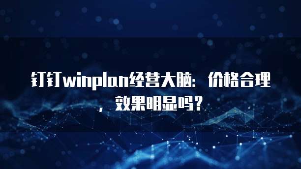 钉钉winplan经营大脑:价格合理,效果明显吗?
