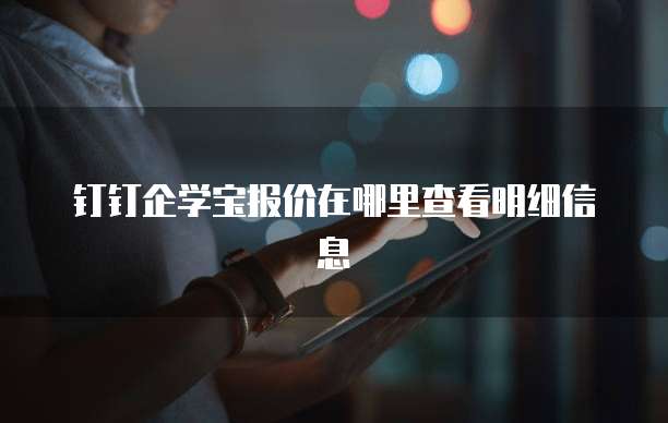 钉钉企学宝报价在哪里查看明细信息