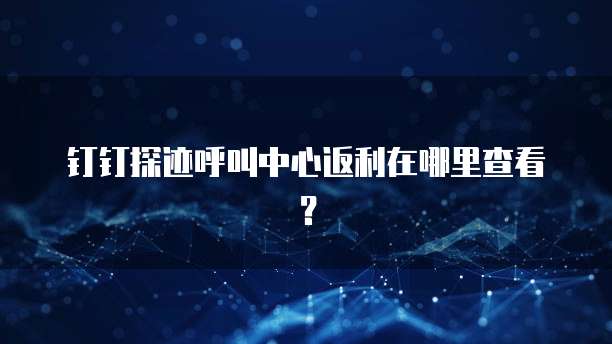 钉钉探迹呼叫中心返利在哪里查看?