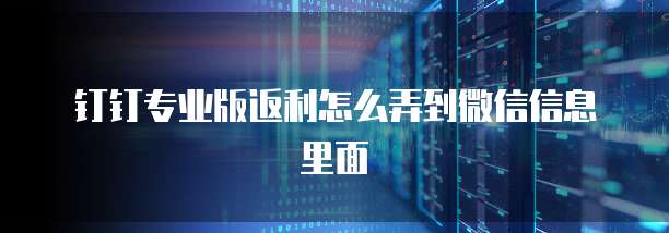 钉钉专业版返利怎么弄到微信信息里面