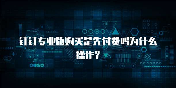 钉钉专业版购买是先付费吗为什么操作?