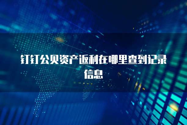 钉钉公贝资产返利在哪里查到记录信息