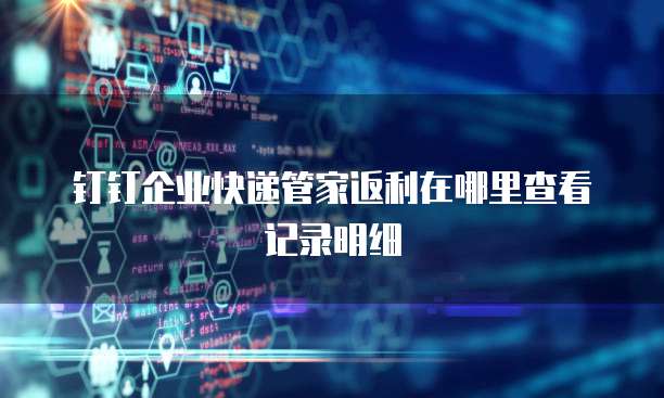 钉钉企业快递管家返利在哪里查看记录明细