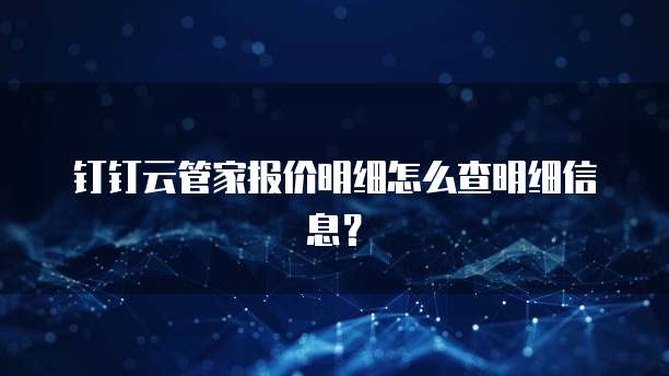 钉钉云管家报价明细怎么查明细信息?