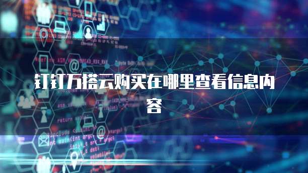 钉钉万搭云购买在哪里查看信息内容